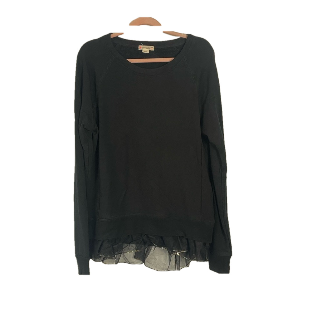 Crewcuts Black Asymmetrical Ruffled Blouse
